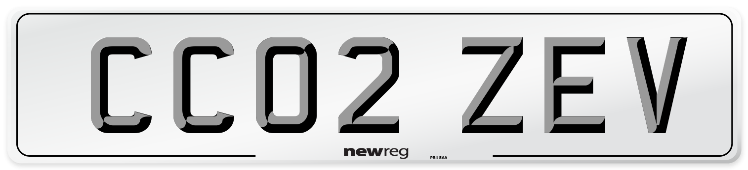 CC02 ZEV Number Plate from New Reg
